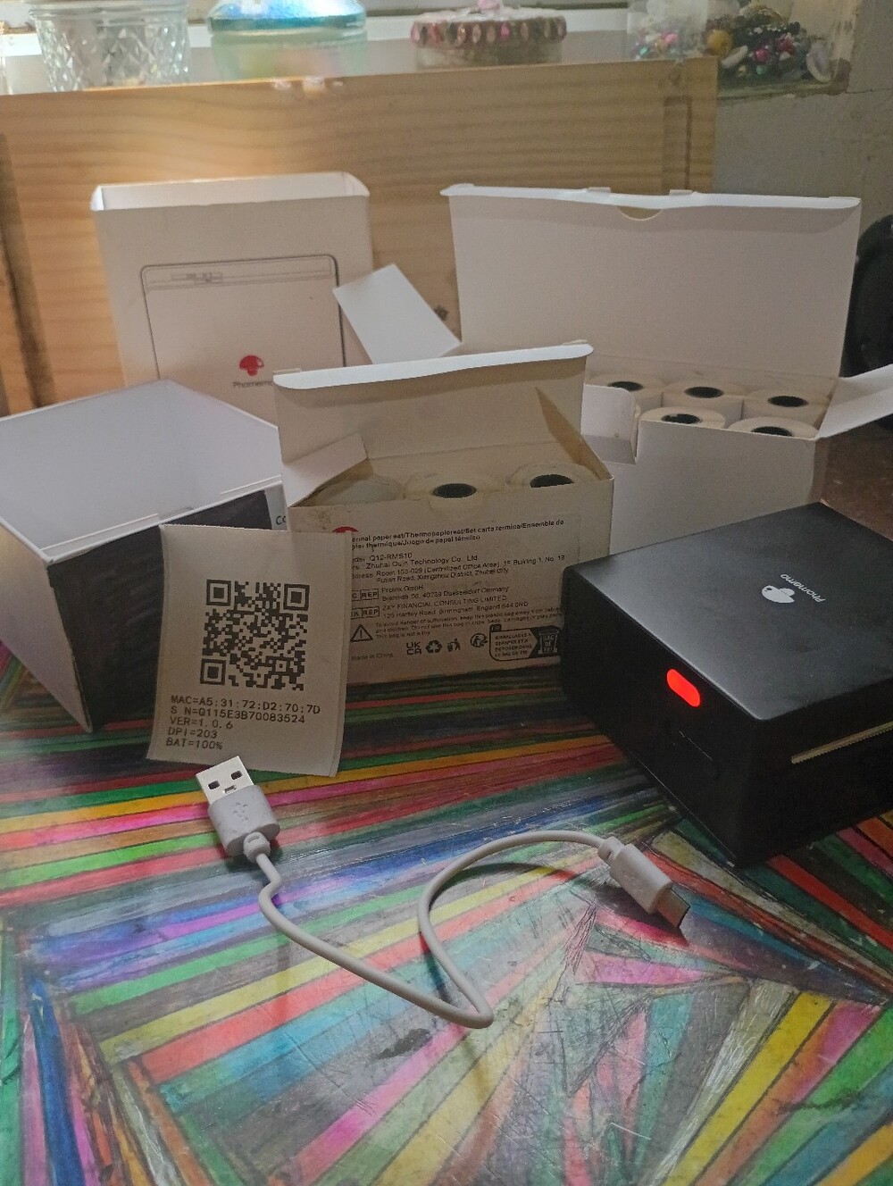 Phomemo M02 Mini Thermal Printer 12 Rolls Thermal Paper QR code For Free App